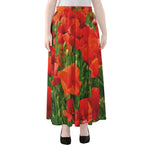 Remembrance Day Poppy Print Chiffon Maxi Skirt