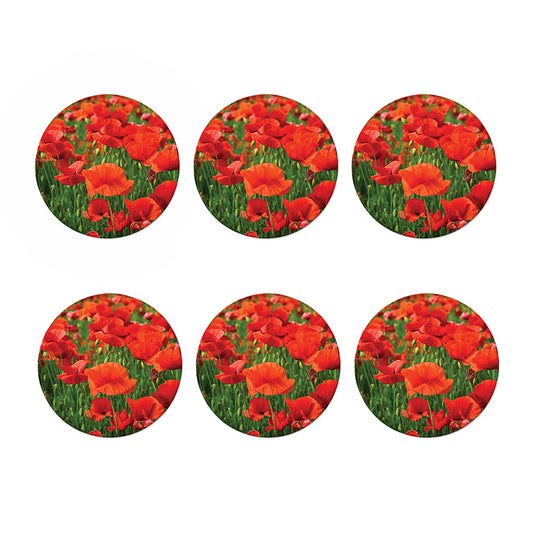 Remembrance Day Poppy Print Coaster Set