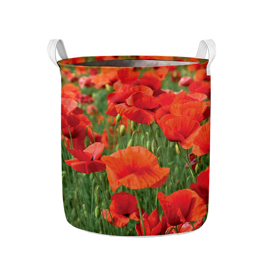 Remembrance Day Poppy Print Collapsible Laundry Basket