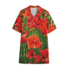 Remembrance Day Poppy Print Cotton Hawaiian Shirt