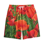 Remembrance Day Poppy Print Cotton Shorts