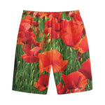 Remembrance Day Poppy Print Cotton Shorts