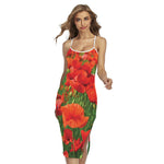 Remembrance Day Poppy Print Cross Back Cami Dress
