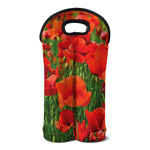Remembrance Day Poppy Print Double Neoprene Wine Tote