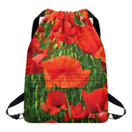 Remembrance Day Poppy Print Drawstring Backpack