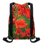 Remembrance Day Poppy Print Drawstring Backpack
