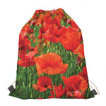 Remembrance Day Poppy Print Drawstring Bag