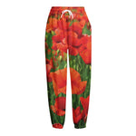 Remembrance Day Poppy Print Fleece Lined Knit Pants