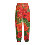 Remembrance Day Poppy Print Fleece Lined Knit Pants