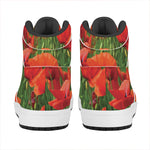 Remembrance Day Poppy Print High Top Leather Sneakers