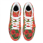 Remembrance Day Poppy Print High Top Leather Sneakers