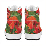 Remembrance Day Poppy Print High Top Leather Sneakers