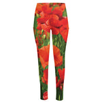 Remembrance Day Poppy Print High-Waisted Pocket Leggings