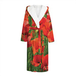 Remembrance Day Poppy Print Hooded Bathrobe