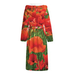 Remembrance Day Poppy Print Hooded Bathrobe