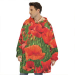 Remembrance Day Poppy Print Hoodie Blanket