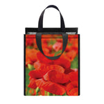 Remembrance Day Poppy Print Insulated Lunch Tote