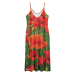 Remembrance Day Poppy Print Jersey Midi Cami Dress
