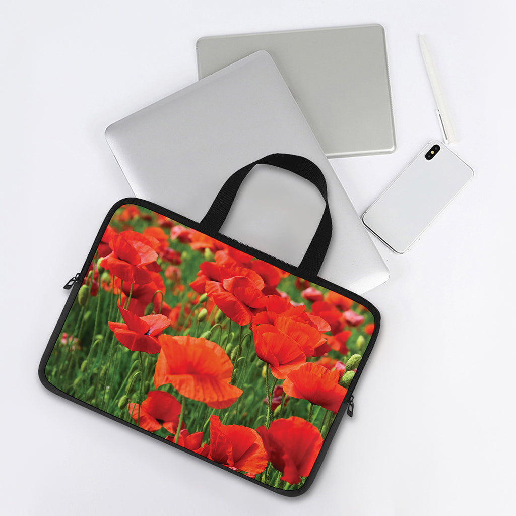 Remembrance Day Poppy Print Laptop Sleeve With Handle