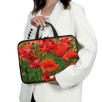 Remembrance Day Poppy Print Laptop Sleeve With Handle