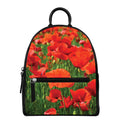 Remembrance Day Poppy Print Leather Backpack