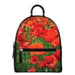 Remembrance Day Poppy Print Leather Backpack