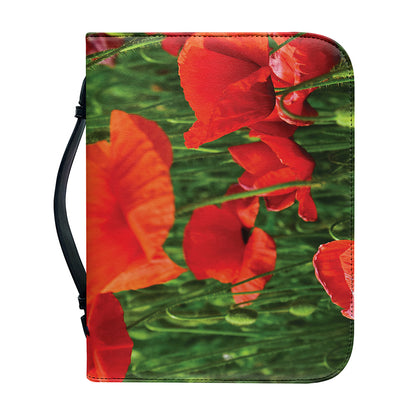 Remembrance Day Poppy Print Leather Bible Cover