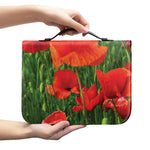 Remembrance Day Poppy Print Leather Bible Cover