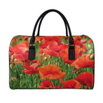 Remembrance Day Poppy Print Leather Duffle Bag