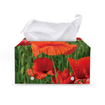 Remembrance Day Poppy Print Leather Tissue Box Cover