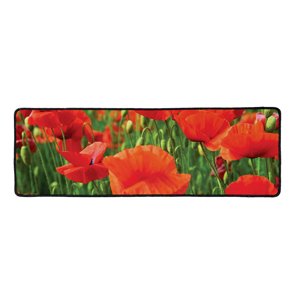 Remembrance Day Poppy Print Long Kitchen Mat