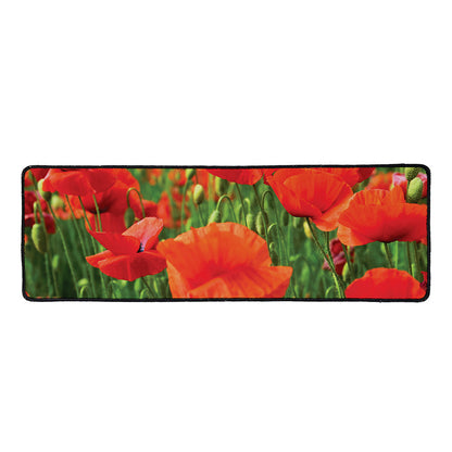 Remembrance Day Poppy Print Long Kitchen Mat