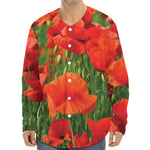 Remembrance Day Poppy Print Long Sleeve Baseball Jersey