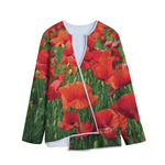 Remembrance Day Poppy Print Long Sleeve Short Coat