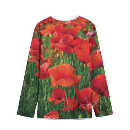 Remembrance Day Poppy Print Long Sleeve Short Coat