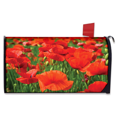 Remembrance Day Poppy Print Mailbox Cover