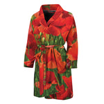 Remembrance Day Poppy Print Men's Bathrobe