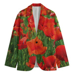 Remembrance Day Poppy Print Men's Cotton Blazer
