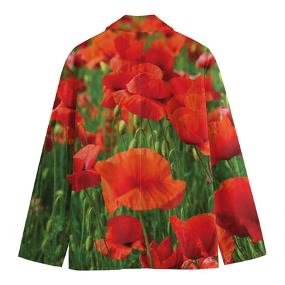 Remembrance Day Poppy Print Men's Cotton Blazer