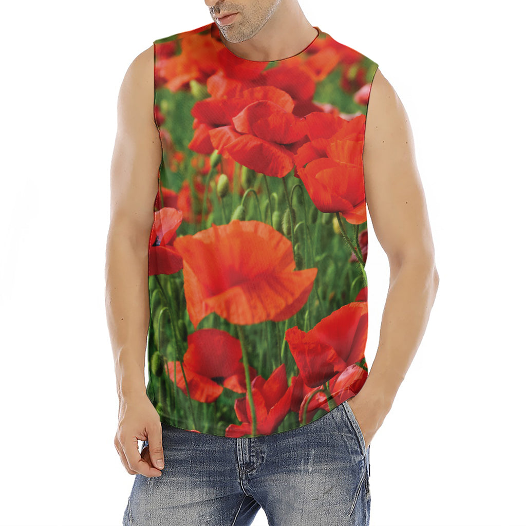 Remembrance Day Poppy Print Men's Fitness Tank Top