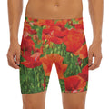 Remembrance Day Poppy Print Men's Long Boxer Briefs