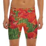 Remembrance Day Poppy Print Men's Long Boxer Briefs