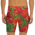 Remembrance Day Poppy Print Men's Long Boxer Briefs