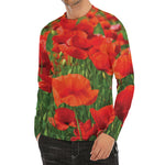 Remembrance Day Poppy Print Men's Long Sleeve Rash Guard