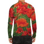 Remembrance Day Poppy Print Men's Long Sleeve Rash Guard