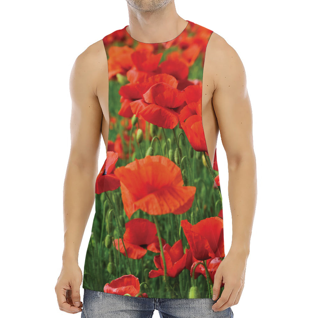 Remembrance Day Poppy Print Men's Muscle Tank Top