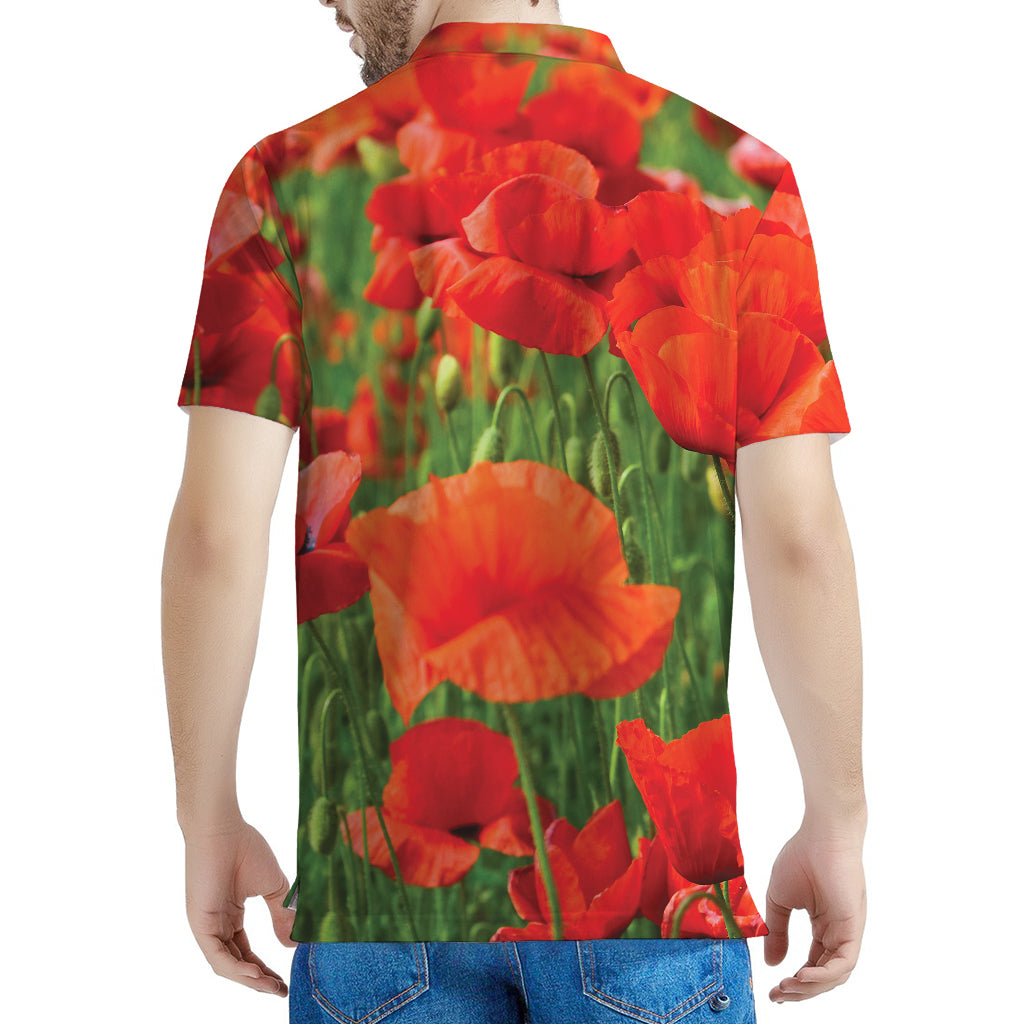 Remembrance Day Poppy Print Men's Polo Shirt