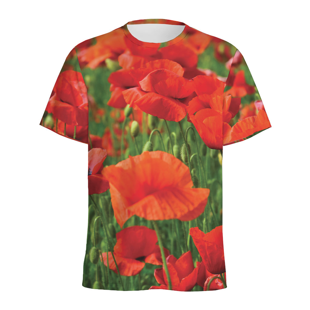Remembrance Day Poppy Print Men's Sports T-Shirt