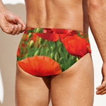 Remembrance Day Poppy Print Men's Swim Briefs