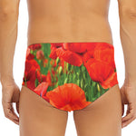 Remembrance Day Poppy Print Men's Triangle Swim Briefs